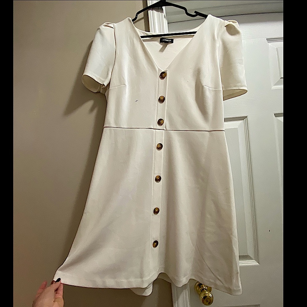 Express Fit and Flare Faux Button Up Dress